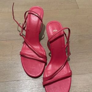 Zara Women's Bold Pink Strappy Heels